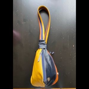 Tri shape and color leather convertible bag